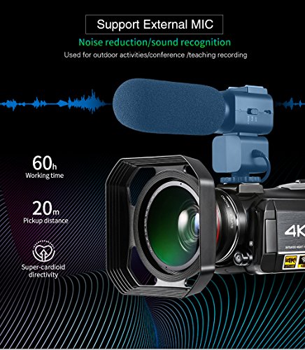 Emperor of Gadgets® 4K camcorder, digitale 4K ultra-HD Ordro videocamera met externe microfoon, groothoeklens en… - Image 8
