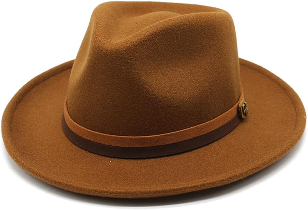 Winter Vintage Wool Fedoras Hat Men Jazz Hat Panama Solid Curved Brim Formal Party Cap
