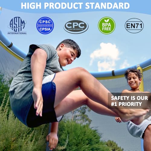 60" Toddler Trampoline for Age 2-4, 10ft Mini Kids Trampoline Indoor with Basketball Ball Adjustable Gymnastics Bar & Toys Swing Enclosure Net for Backyard ASTM Approved - image 3