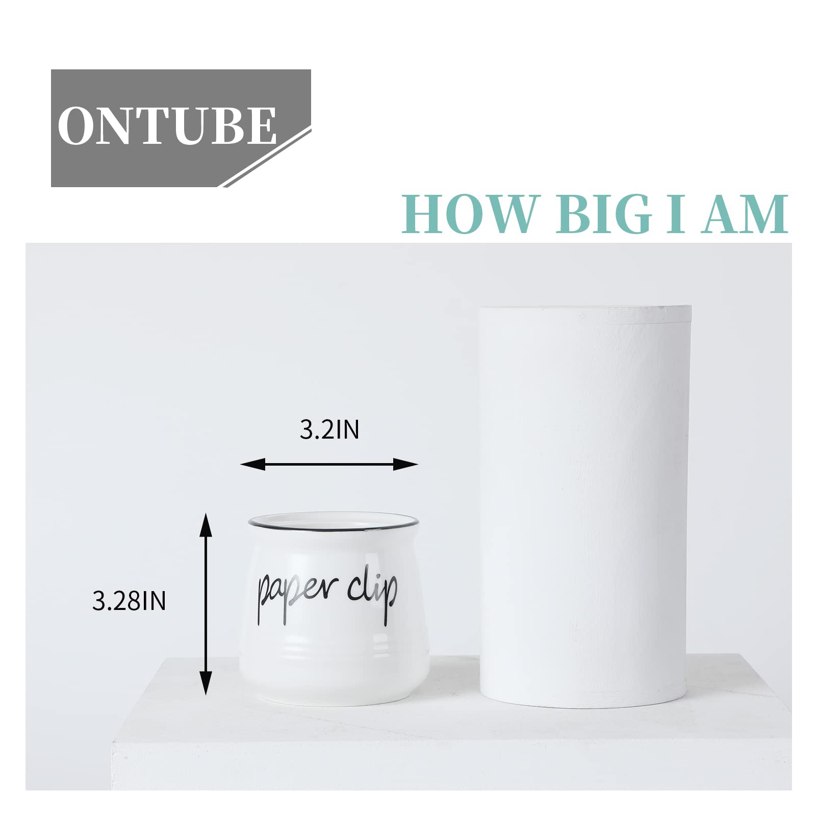 White Ceramic Paper Clip Holders - Farmhouse Style -4