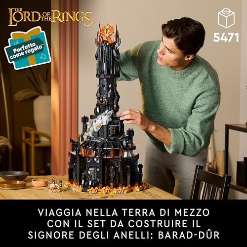 LEGO Icons Il Signore degli Anelli: Barad-dûr, Modellino da Costruire della Fortezza e Torre di Sauron con Funzioni e Personaggi come Frodo, Sam e Gollum, Idea Regalo Uomo, Donna e Fan Adulti 10333 - Immagine 1