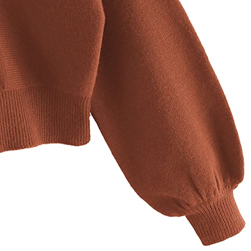 Image of ZAFUL Women's Cropped Sweater V-Neck Long Sleeve Pullover Jumper Knit Top | Crop Length, Ribbed Knit, Double V design, White sweater, Raglan sleeves, lantern sleeve, Fall & Winter, Loose fit, Oversized