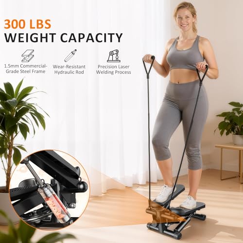 Aidoly Stair Stepper with Resistance Bands for Home Exercise, Mini Stepper Machine for Indoor Fitness, Portable Home Gym Stepper for Full Body Workout, 300LBS Capacity,Black - image 7