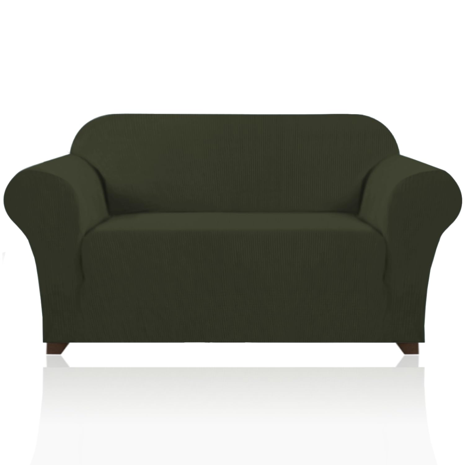 PrinceDeco Stretch Sofa Slipcover 1 Piece Sofa Cover for 2 Cushion Couch Furniture Protector/Cover Couch with Elastic Bottom Soft and Durable Sofa Cover Pet Protector (Loveseat, Olive)