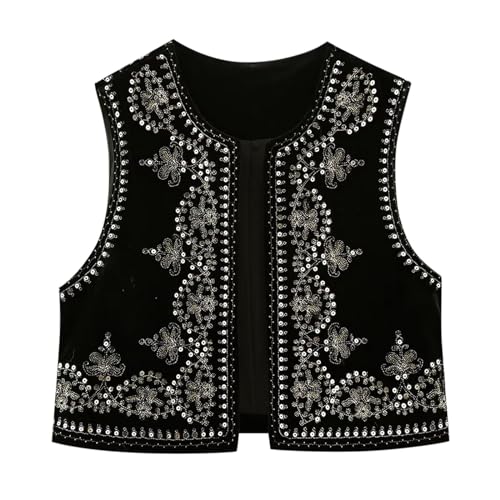 Chaqueta de terciopelo bordado abrigo retro con lentejuelas que estiliza