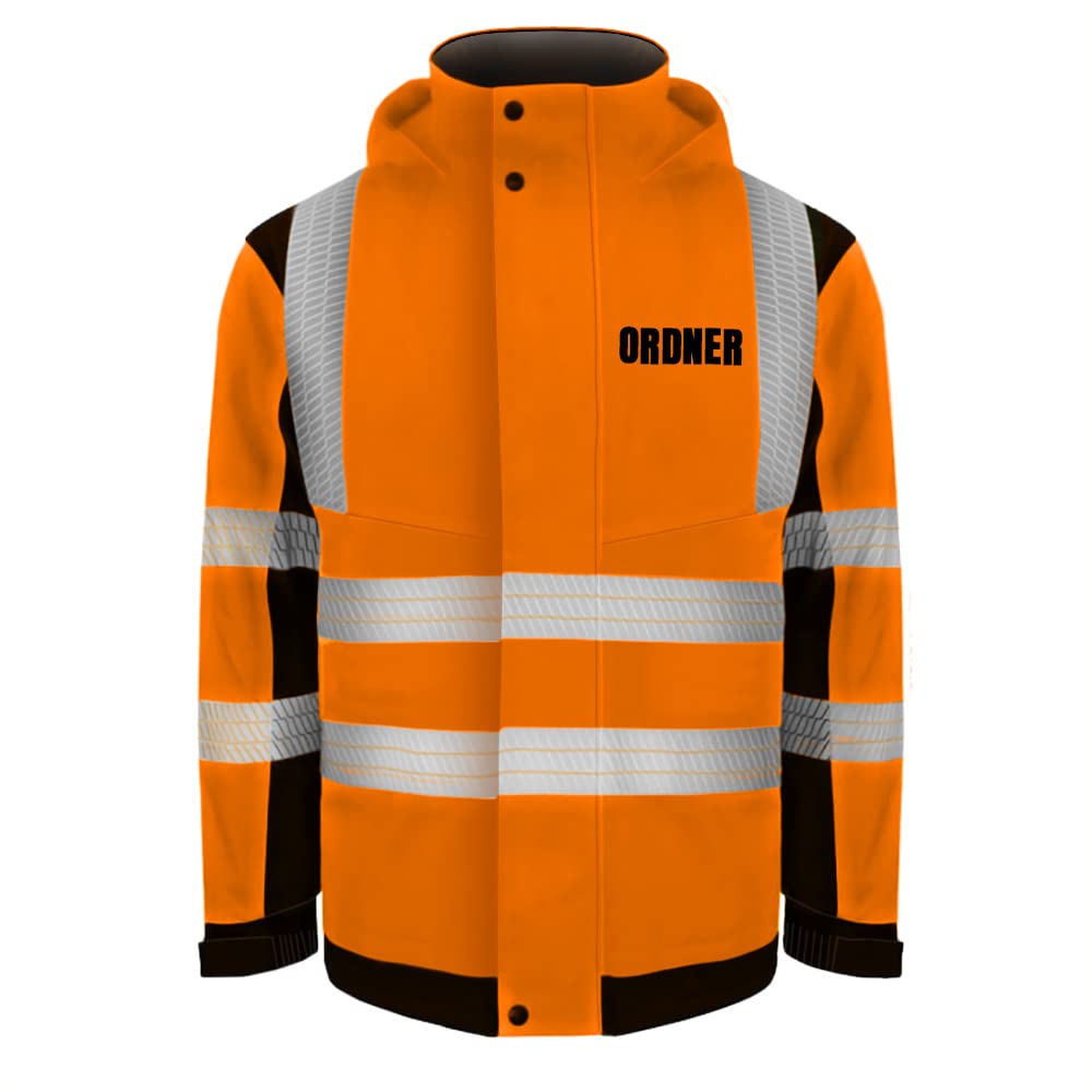 ORDNER Sicherheitsjacke Winterjacke GELB - Gelb Warnjacke nach EN ISO 20471 zertifiziert - Unisex und hochwertigem Reflektorstreifen