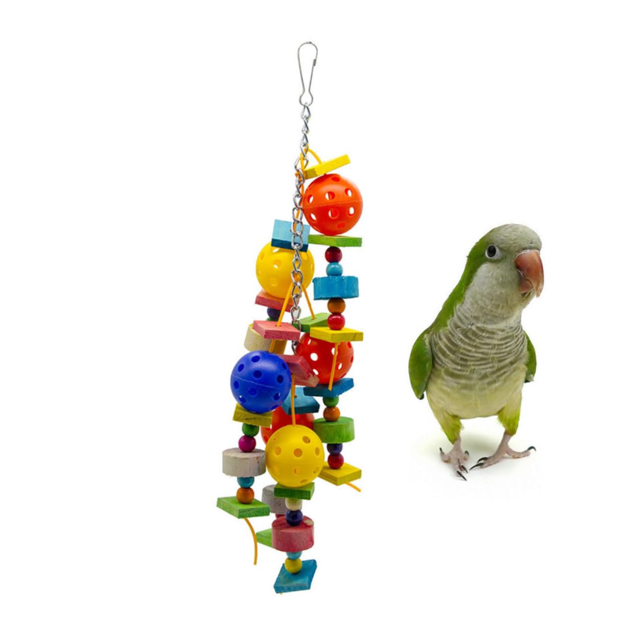 DOITOOL 3piezas Juguete Colgante para Pájaros Bloques De Madera y Bolas Huecas Diversión y Ejercicio para Periquitos Cotorritas y Loros Material Seguro para Mascotas