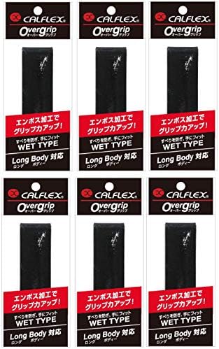 Sakura Boeki GT-21BK CALFLEX Embossed Overgrip Tape for Tennis and Badminton, Black (Set of 6)