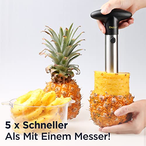 Foto von Deiss PRO Ananasschneider - 2 in 1 Edelstahl Ananasschneider & Schäler - Macht die perfekten Ananas Ringe ohne eine Sauerei - Spülmaschinenfest