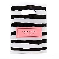 Vista 3 de Joyhey 100 unidades de 7.8" x 9.8" bolsas de plástico para mercancía, bolsas de compras y venta al por menor para boutique con asas troqueladas