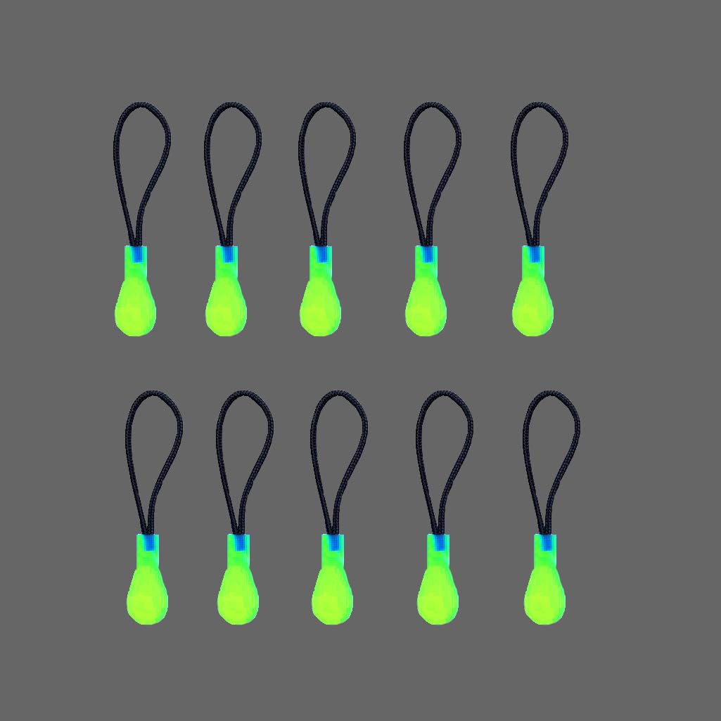 Paper Plane Eco Black Set Of 10X Glow In The Dark Zipper Pull Luminous Zip Pull Zipper Puller Cord Slider Fastener Jacket Bagpack Replacement
