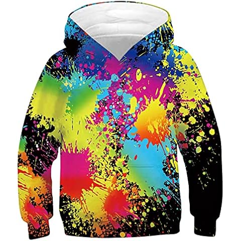 UNICOMIDEA Boys Hoodies Sweatshirts for Kids Girls Cool 3D Print Pullover Hooded Tie Dye Pattern Winter Long Sleeve Hoodie Athletic Sportswear with Big Pocket 6-8 Years Winter Cover