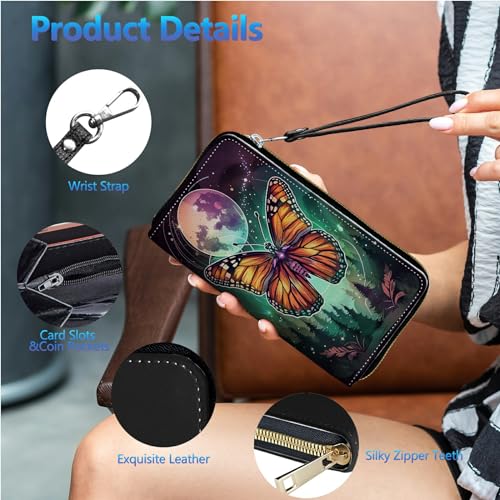 Image of Womens Wallet PU Leather Wristlet Wallets for Women, Large Capacity Lady Fashion Wallet Card Holder Zipper Wallet