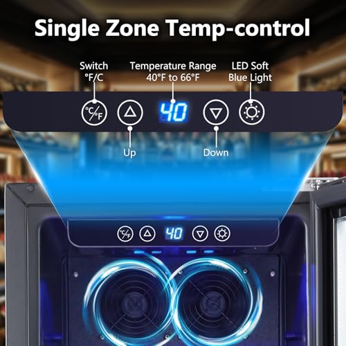 kalamera 15 inch wine cooler refrigerator - 30 bottle under counter mini fridge with double-layer tempered glass door and temperature memory function built-in or freestanding