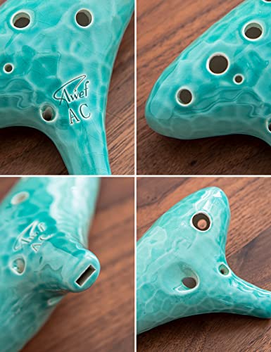 Awef Jingle Stream 12 Hole Ocarina Alto C Ocarina With Ocean Ripple Texture (Cyan) #TOP1