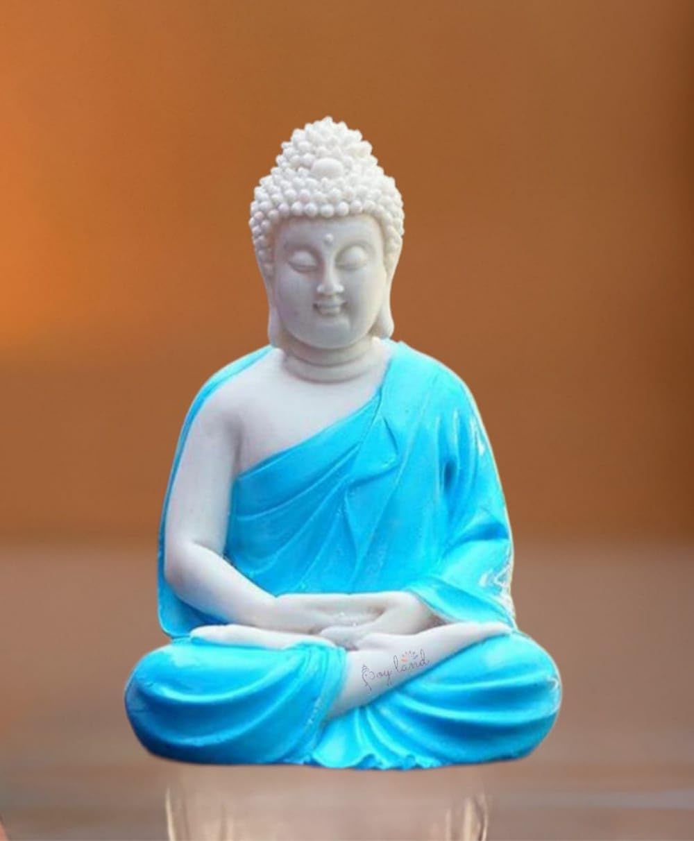 Gift Items Premium Rare Handcrafted Polymarble Meditation/Dhyan Buddha Statue Lord Figurine/Idol (Blue, 5.5-inch)