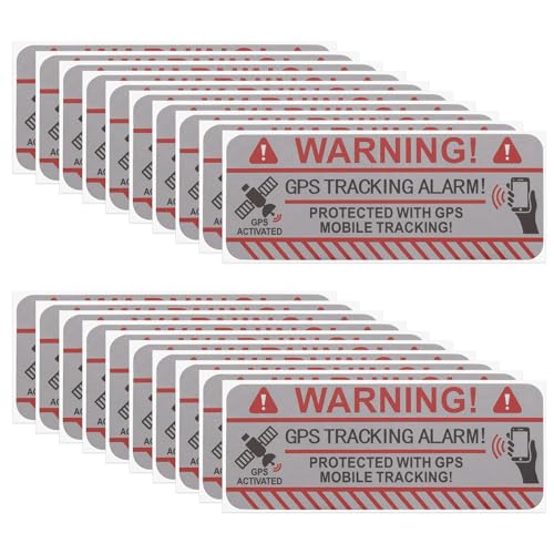 ECSiNG 20 adhesivos para alarma de localización GPS, 7,5 x 3 cm, de vinilo, autoadhesivos, para interiores y exteriores, protección antirrobo, rectangular