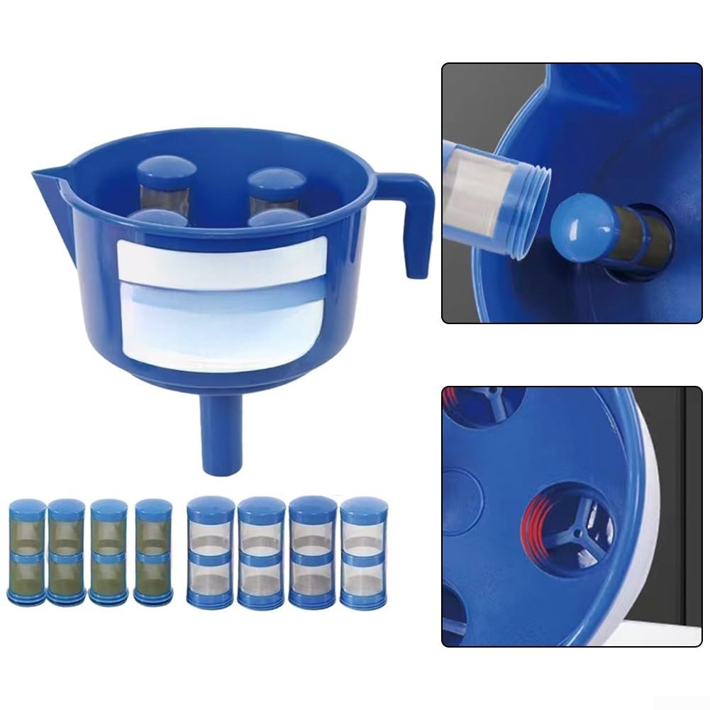 Separatore di olio a imbuto con 4 elementi filtranti a doppio strato, 12 filtri, separatore di liquidi industriali in plastica rimovibile per la pulizia del sistema