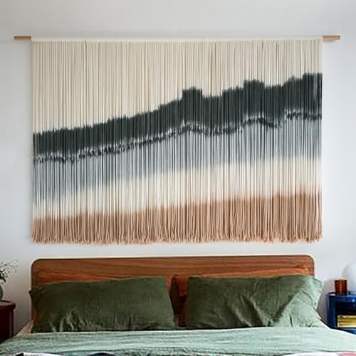 Image of IOWER Large Macrame Wall Hanging Dip Dye Craftsmanship Fiber Yarn Wall Art Boho Wall Decor Home Decor 57''W x 35''L