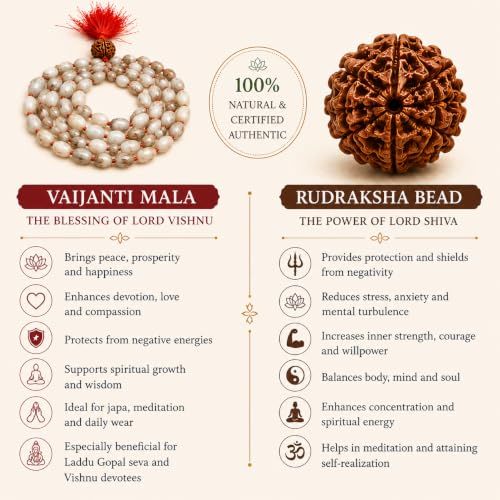 Image of Vaijanti Mala Original with 1.5 CM 5 Mukhi Rudraksha | | Vaijayanti Mala Original with Panchmukhi Rudraksha | Vyjayanthimala | Bajanti | Vijayanti
