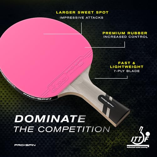 Image of PRO-SPIN Ping Pong Paddles - ITTF Approved Professional Table Tennis Rackets with Carbon Fiber for Superior Control | 7-Ply Blade, Premium Rubber, 2.0mm Sponge