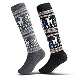 [レロコ] スキーソックス 子供 ジュニア 防寒 靴下 ウインタースポーツ スノーボード スノボ トレッキング 2足セット ブラック グレー 2足組（黒+灰S 2足)