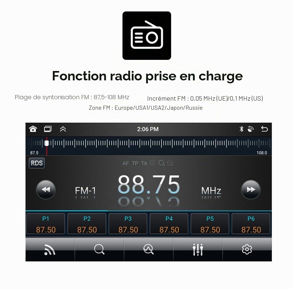 RoverOne Autoradio CarPlay Autoradio Autoradio pour Ford Ranger 3 F250 2011 2012 2013 2014 2015 Android Auto Écran Tactile Sat Navi Bluetooth WiFi Radio Player