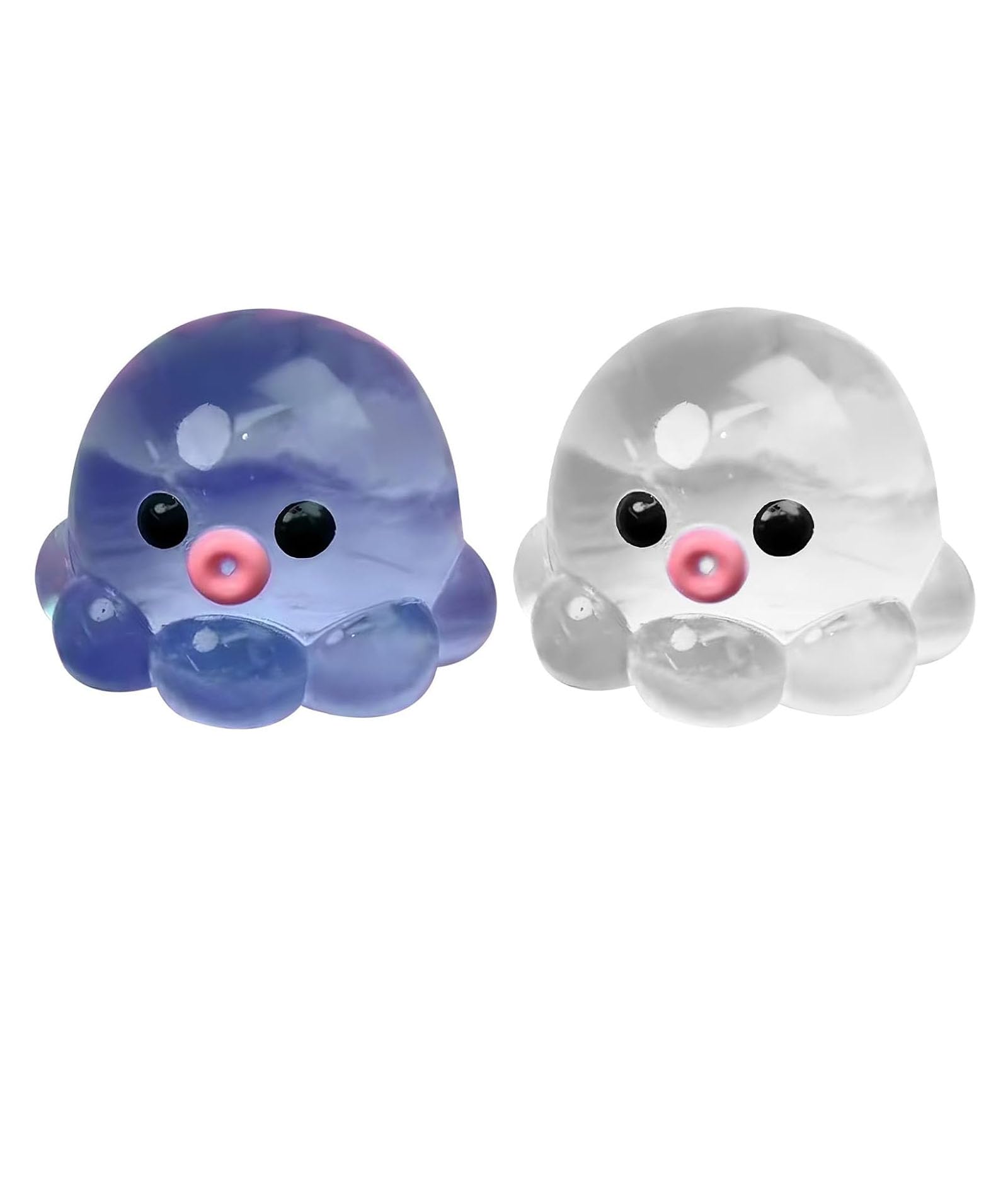 2PCS Fufu Squishy Octopus Toy, Squishy Stress Relief Ball, Soft and Stretchy Sensory Toy, Transparent White and Blue Octopus Ball Decor, Desk Decorations for Office and Home-image-49