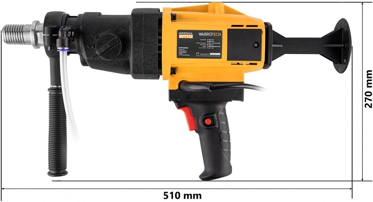 Kernbohrgerät Handgeführt ⌀ 8–112 mm an Kernbohrständer und Wasserzuführgerät 11 L - Diamant Kernbohrmaschine 3960 U/min - Kernlochbohrmaschine 3 Gänge 1500 W für Nass und Trockenbohrungen