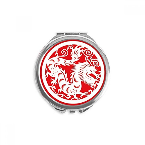 Miroir de maquillage dragon portable chine zodiac art, miroir rond de poche multicolore