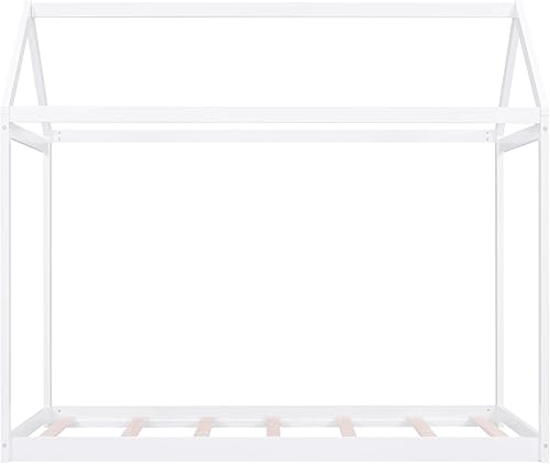 Miniatura 66 de Bellemave Cama individual para niños, cama de madera de pino, camas Montessori para niños, color blanco con estante Blanco,Madera de pino gris,gris