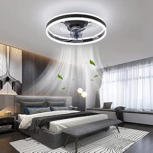 CHANFOK Ceiling Fan with Light – Flush-Mounted Modern 19.7 Inch LED Ceiling Fan with Dimmable Low Profile, Remote Control, Intelligent 3-Light Colour Changing and 8 Speeds