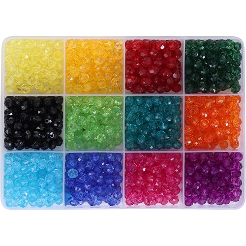 Image of Ambitieux DIY Bracelet Making Kit for Girls - 12 Types Colorful Beads with Charms, Elastic Thread, Earrings, Clasps & Rings - Jewellery Craft Kit for Kids, Birthday Return Gift, Rakhi Special Set for 2 3 4 5 6 7 8 9 10 years (6mm Crystal)