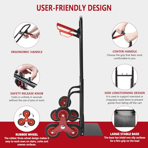 Carretilla manual para escaleras con 6 ruedas y capacidad 460 lb miniatura 4