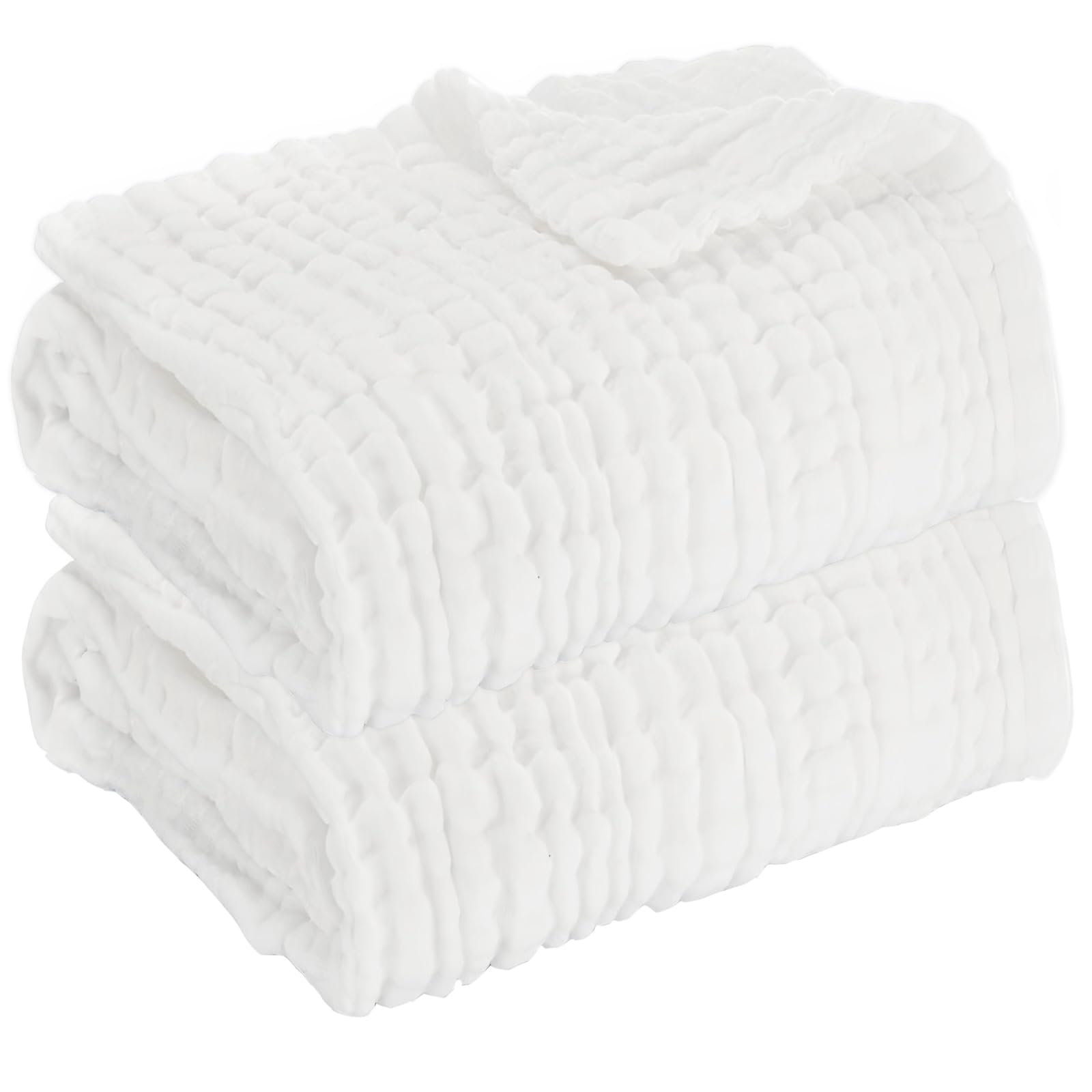 Aablexema Toallas de baño de Muselina para bebé, Juego de 2 Mantas de tamaño Grande de 43 x 43 Pulgadas para recién Nacidos, niños y niñas, adecuadas para la Delicada Piel del bebé (Blanco)