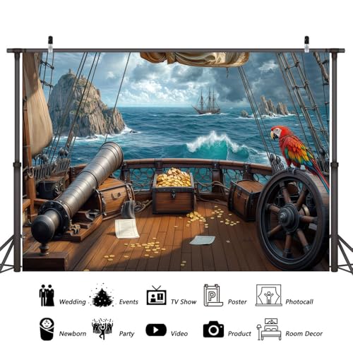 Fondo Fotográfico Barco Pirata 7X5FT miniatura 6