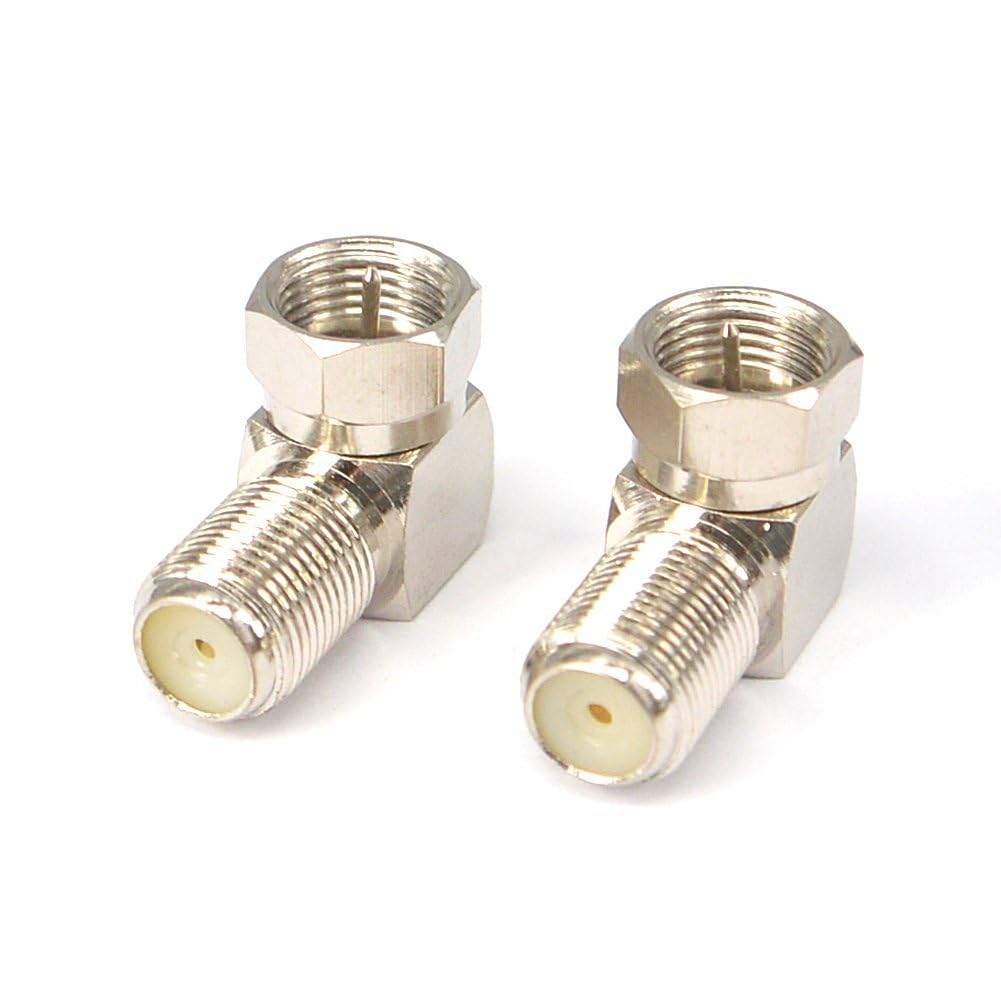 NISTECH F Male to F Female Adapter RG 6 Right Angle Adapter Connector(Pack of 2) 90 Degree for TV Cable,Tight Corners,Wall Plate Mounted, Flat Panel TV Mounting, Modem Setup Box Settlite Receiver-image-29