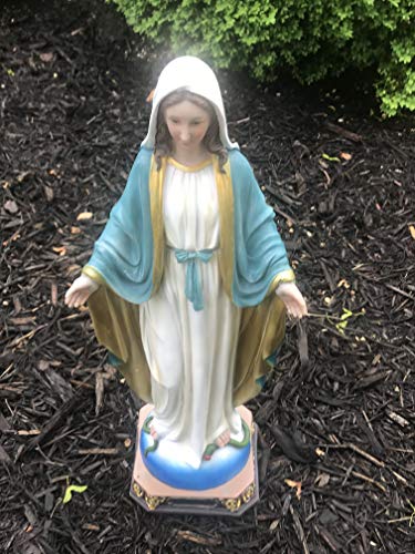 Blessed Virgin Mother Mary Outdoor Statue - 24" Polyresin Immaculate Conception Religious Statue For Garden, Outdoor, Patio, Cemetery Grave Stone (24 Inch) #TOP4