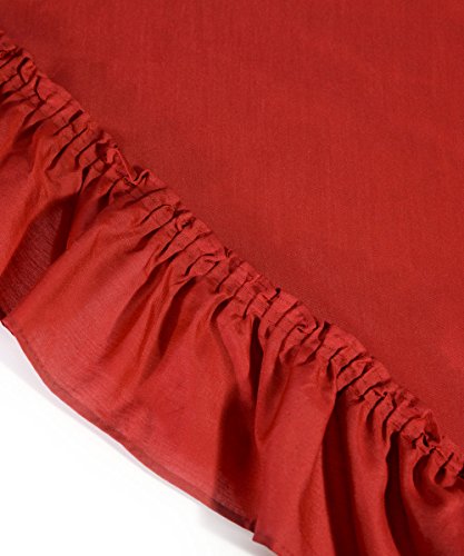 Ellis Curtain Stacey 60-By-38 Inch Ruffled Swag Curtain (Red) #TOP6