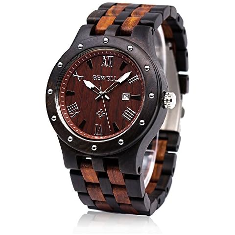 BEWELL W109A Vintage Black Sandalwood Watch Cover
