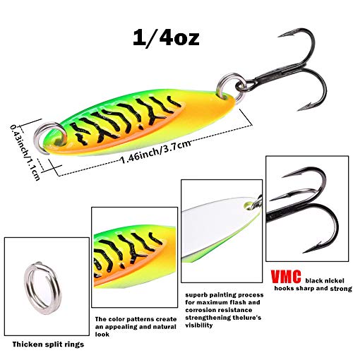 image for SUNMILE Fishing Spoons Lure with VMC Treble Hooks Casting Metal Fishin