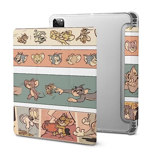 トムとジェリー IPAD Pro 2020/IPAD 2020/IPAD 2020 AIR 4/IPAD Pro 2021 ケース 2020 極薄 落下衝撃保護 角度調節可能なスタンド 2020&2021 ipad 軽量 シルク手触り Moiiss 三つ折