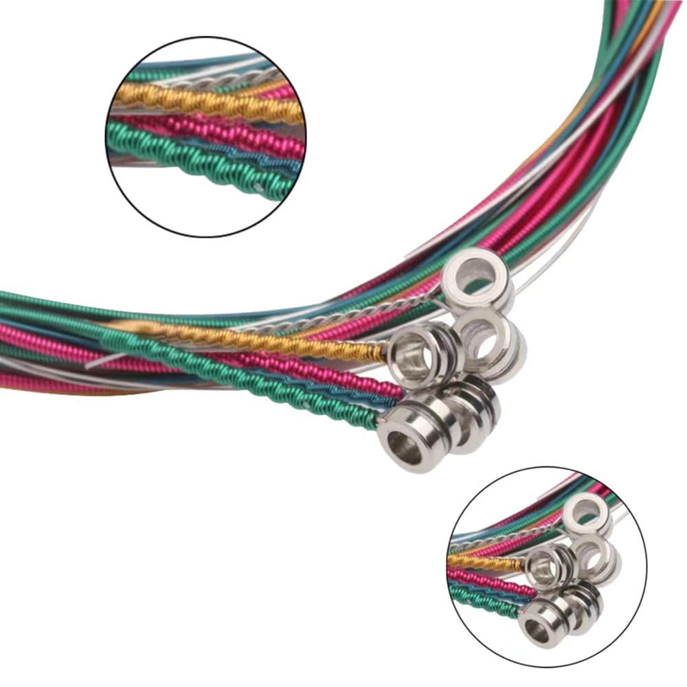 6 Set Corde Chitarra Acustica In Acciaio - Corde Colorate Per Chitarra Folk, Multicolore - Foto 8