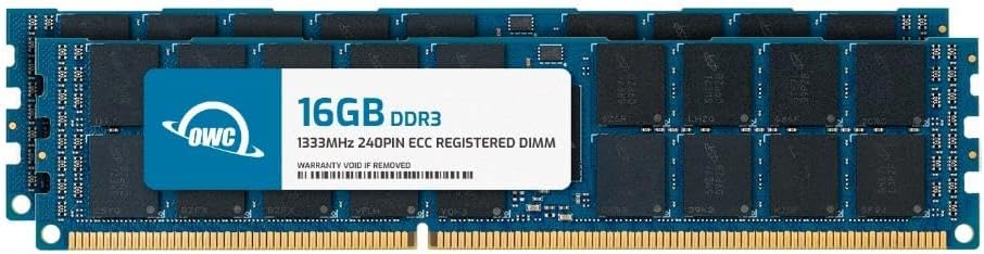 OWC 32GB (2x16GB) DDR3 1333 PC3-10600 CL9 2Rx4 240-pin 1.5V ECC Registered RDIMM Memory RAM Module Upgrade Kit for Select Workstations or Servers