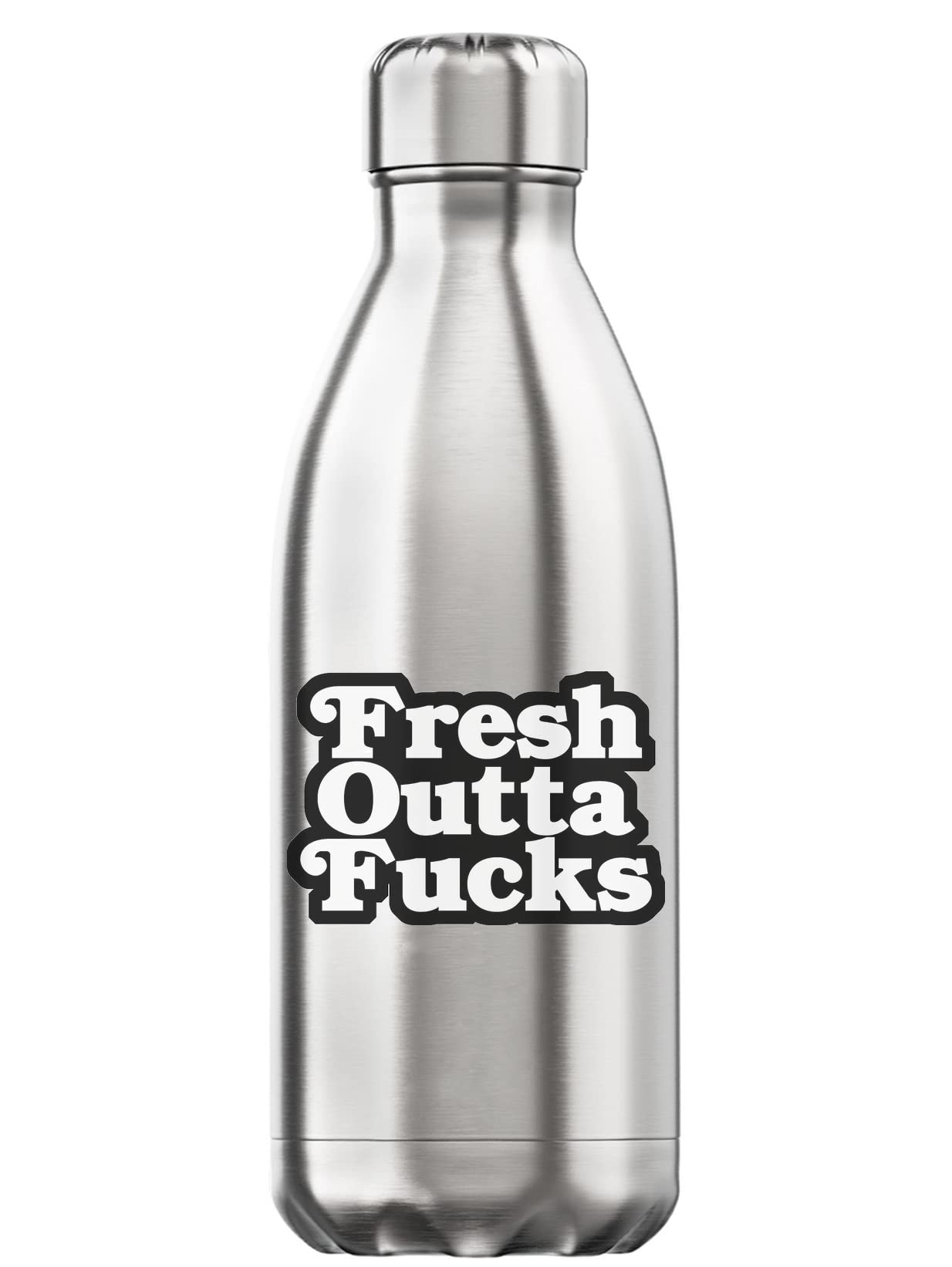 Botella de agua de 350 ml Fresh Outta Fcks termo de acero inoxidable plateado sin BPA