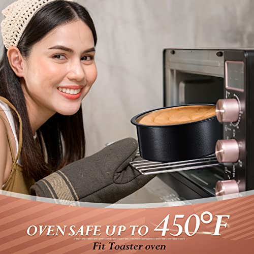 Gerrii 12 Pieces 4 Inch Small Cake Pan Mini Round Cake Pans For Baking Black Nonstick Carbon Steel Cake Pan Cheese Cake, Pizza, Quiche, Leakproof And Easy Release With 100 Pieces Parchment Paper #TOP3