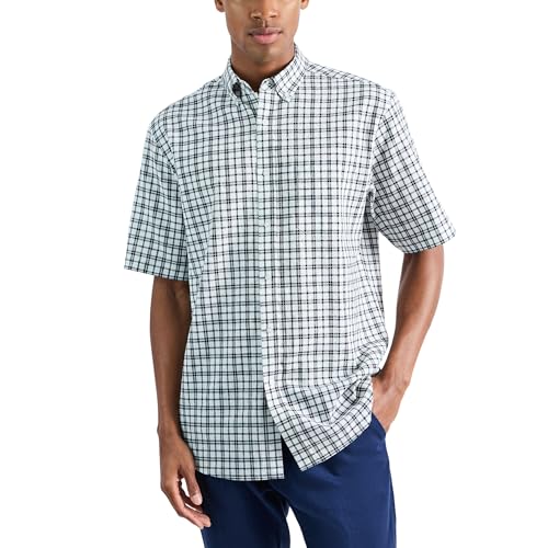 Haggar Men's Life Khaki Short Sleeve Button-Down Casual Linen Shirt