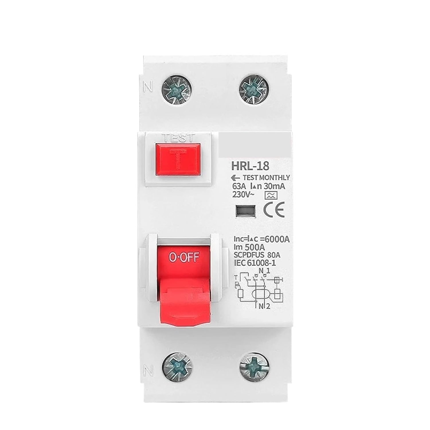 2P 4P 10/30/100/300mA Electromagnetic Residual Current Circuit Breaker Type a RCCB RCD ELCB Differential Breaker Safety Switch(10 mA,16A)
