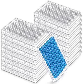 Weysat 20 Pcs 96 Well Tissue Culture Plates with Lid, Flat Bottom, Transparent Polystyrene