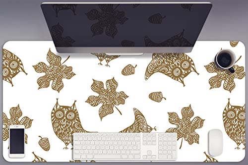 Sous-main bureau 90x45cm vinyle anti-rayures motif hiboux pour table propre